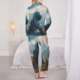 thumbnail image 3 of Pajama Sets for Women 2 Pcs, Astronaut Contemplating Planet Button Down Long Sleeve Sleepwear Lounge PJ Sets, 3 of 6
