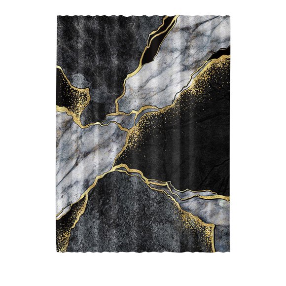 Yhmxh Decoración del baño Cortina de ducha con estampado digital geométrico, gruesa, con ganchos, patrón de partición Organizadores y almacenamiento de baño Accesorios de baño
