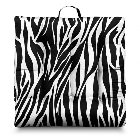 Rainbow Zebra Seat Cushion – 22x22 Inch Floor Pillow, Soft Dutch Velvet, Colorful Multicolor Zebra Pattern (Fun Cartoon Gradient Design for Kids & Trendy Spaces)