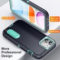 thumbnail image 2 of Allytech Rugged Case Compatible with iPhone 11 with Hidden Kickstand, [Military Grade Drop Protection] Soft TPU Hard PC Bumper Non-Slip Shockproof Full Protective Case, Blue+Mint, 2 of 8