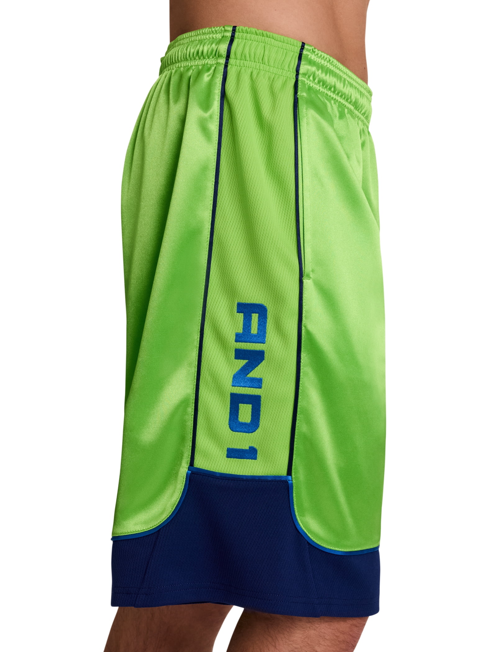 AND1 Men's and Big Men's All Court Colorblock Short, 11" inseam, up to Size 5XL