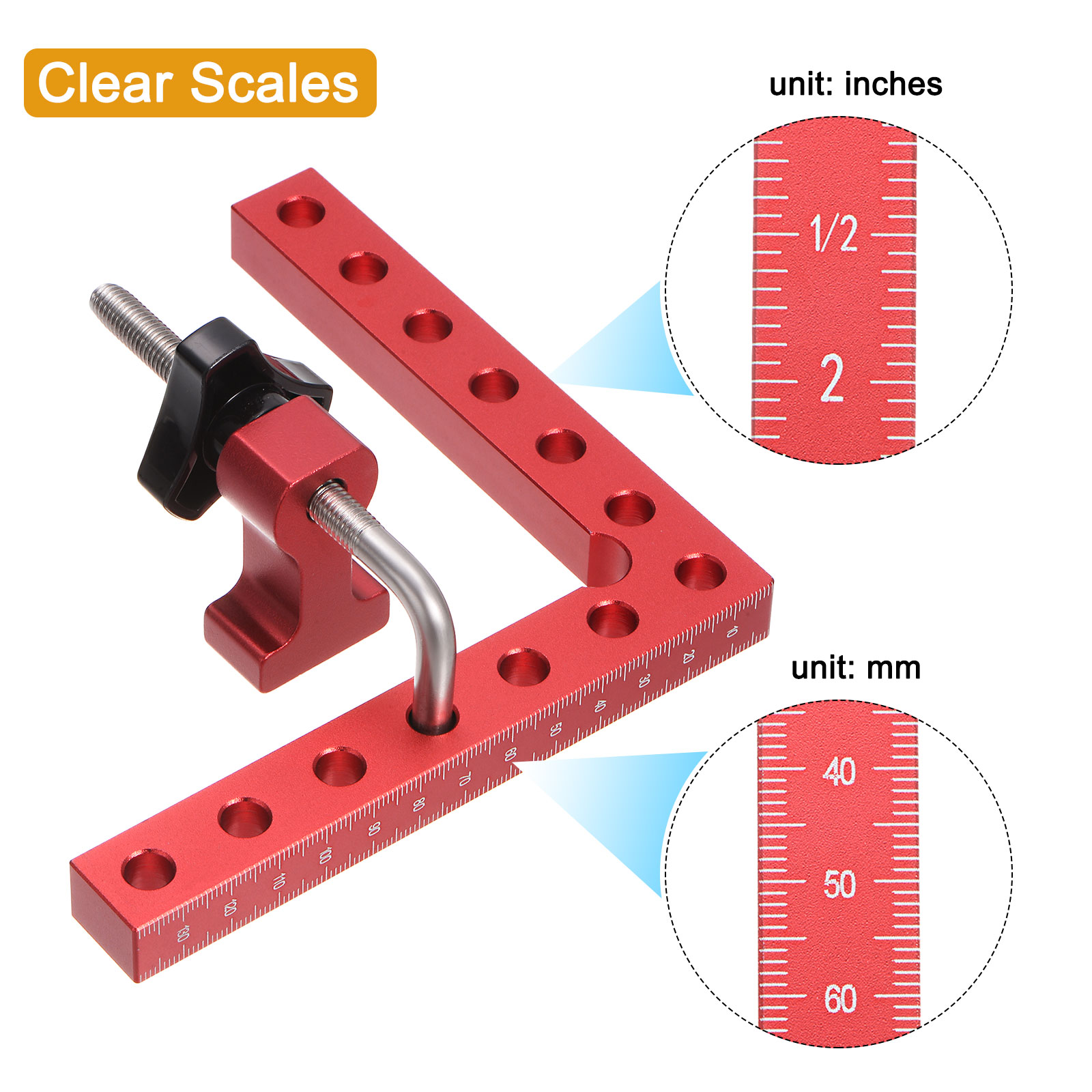Corner Clamp 90 Degree 5.5" Right Angle Clamp Set for Woodworking 2packs Red