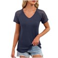 thumbnail image 2 of purcolt Womens Waffle V Neck Tops Embroidered Short Sleeve Shirts Dressy Casual Blouses Summer Cute Trendy Tunic Tee, 2 of 9