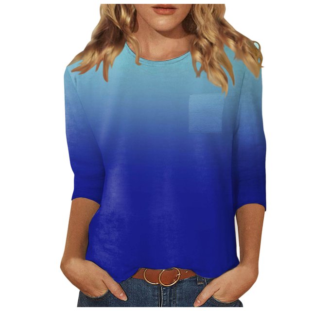 TSADFHJI Tuniques pour Femmes Grande Taille Hauts pour Femmes Chemises Mi-Longues Manches Trois Quarts Chemises Graphiques T-Shirts T-Shirts Décontractés Hauts Tunique à Col Rond