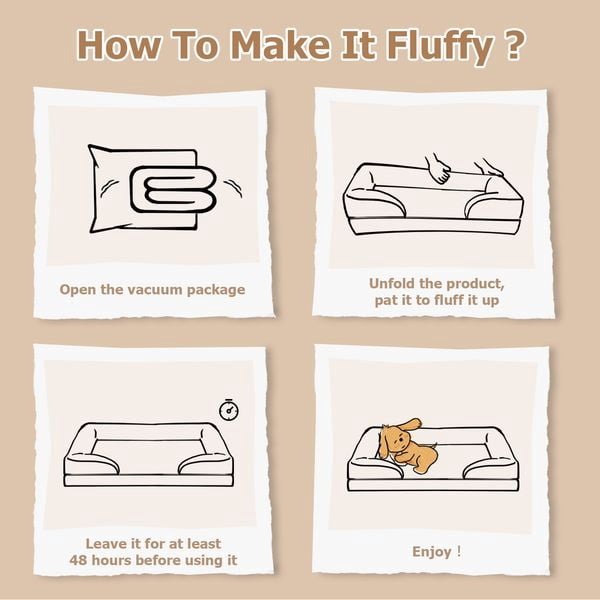 Orthopedic Dog Bed Brown With High Support For Small And Large Breeds - Breathable, Waterproof Memory Foam Bed With Elevated Sides, Featuring A Removable And Washable Cover, And A Non-Slip Base