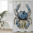 thumbnail image 2 of Small Stall Shower Curtain 36x78 Inch Narrow Half Size Blue Crab Coastal Bath Curtains Bathroom Decor Vintage Beach Nautical Coral Sea Waterproof Fabric Shower Curtain Set with Hooks 36 Inch, 2 of 6