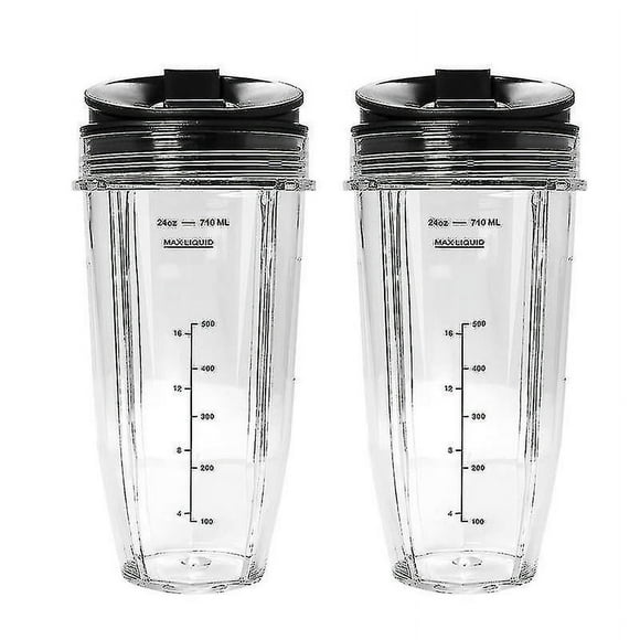 2 Pack Replacement 24oz Cup With Spout Lid For Nutri Ninja Auto Iq Series Blenders