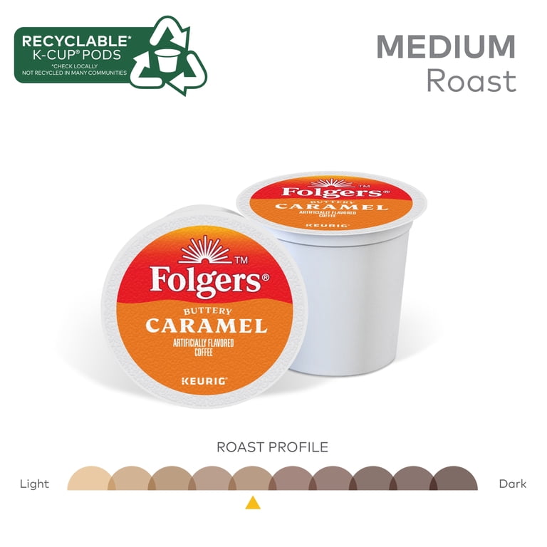 Folgers, K-Cups, Caramel Drizzle, 24 Count, Soft Caramel Flavor