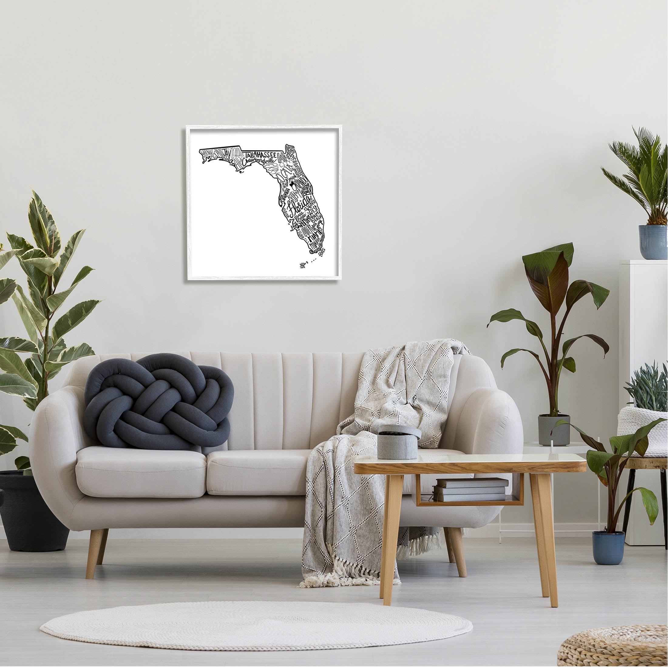 Stupell Industries Florida State Typography Cities Graphic Art White Framed Art Print Wall Art, Design by The Saturday Evening Post