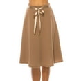 thumbnail image 4 of Women's Elegant Solid A-Line Midi Skirt with High Waist and Satin Tie Belt, 4 of 6