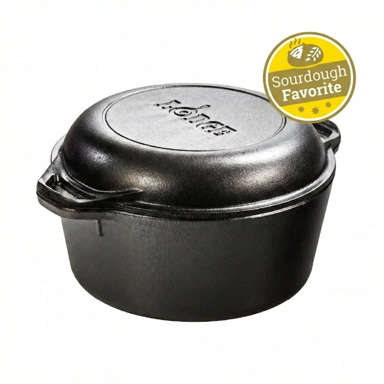 Lodge Large 5 Quart Seasoned Cast Iron Double Dutch Oven - Walmart.com