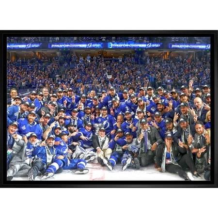 Tampa Bay Lightning Toile Photo Encadrée 20x29 2021 Stanley Cup Champion Team
