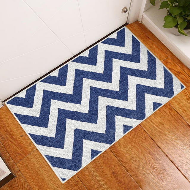 2 x 3 Foot Heavy Duty Low Pile Area Rug - Ultra-Thin Non Slip Area Rug - Washable Cotton Indoor Rug for Front Door Foyer Rug for Entryway
