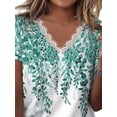 thumbnail image 2 of Gvmfive Women Plus Size Short Sleeve V Neck Lace Tops Tunic Blouse, 2 of 3