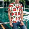 thumbnail image 6 of Zufioo Hand Drawn Tomatoes Print Men's Baseball Short Sleeve, Moisture Wicking Button-Down Hip Hop Tee-X-Large, 6 of 7