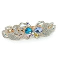 thumbnail image 1 of Pasador de pelo de mariposa de cristal - Clip con joyas - Metal rosa y dorado con pedrería y joyas multicolores - 3,5" x 1,25", 1 of 5
