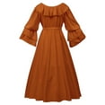 thumbnail image 3 of Vestido de Manga Corta para las Mujeres Color Sólido Estilo Retro Muñeca Cuello Cintura Alta Maxi Largo, Malla para la Noche Y la Fiesta, 3 of 7