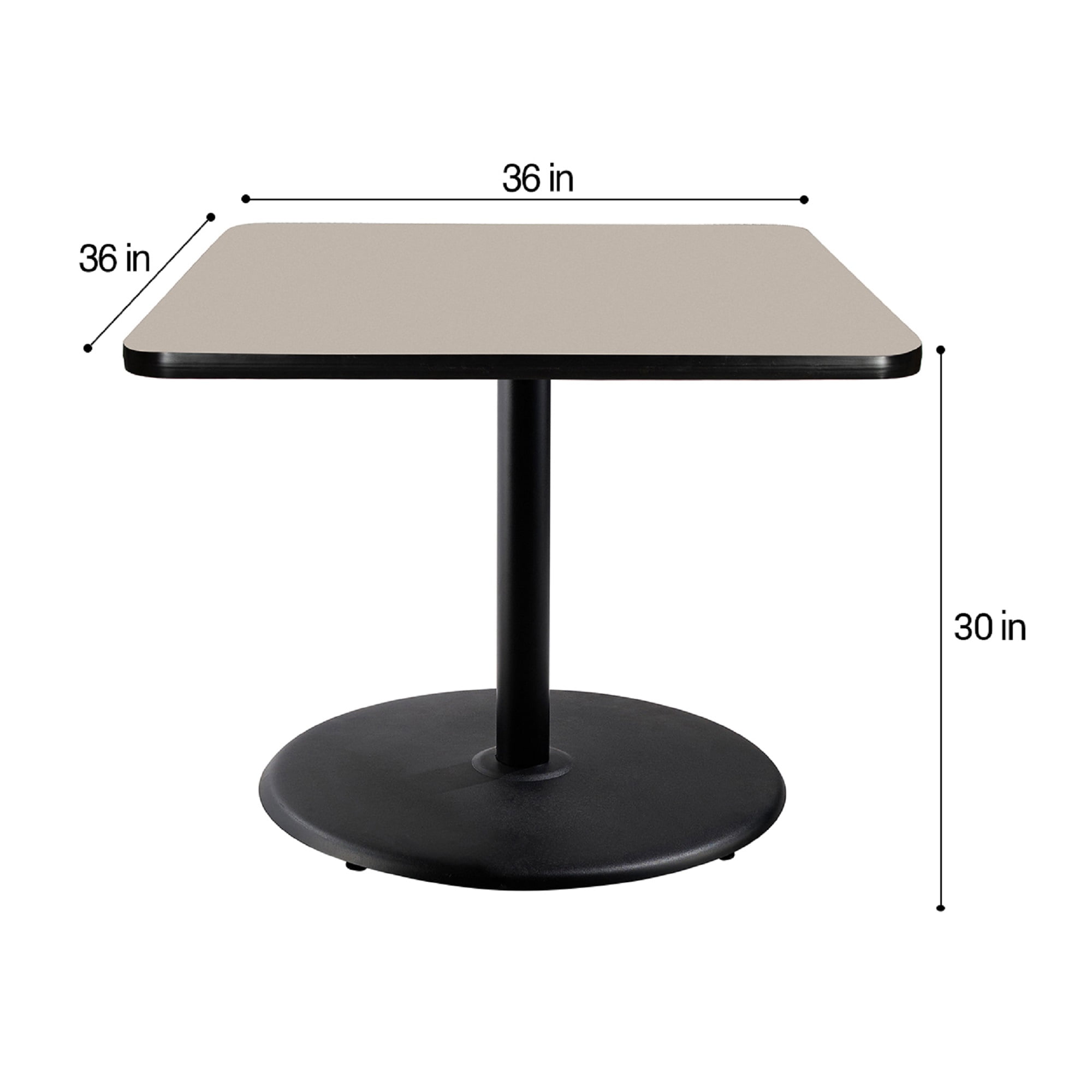 Hampden Furnishings Bennet Collection Steel Frame 36" Square Top, Round Base, 42" Height, Cafe Table, Black Frame/Grey Nebula Top