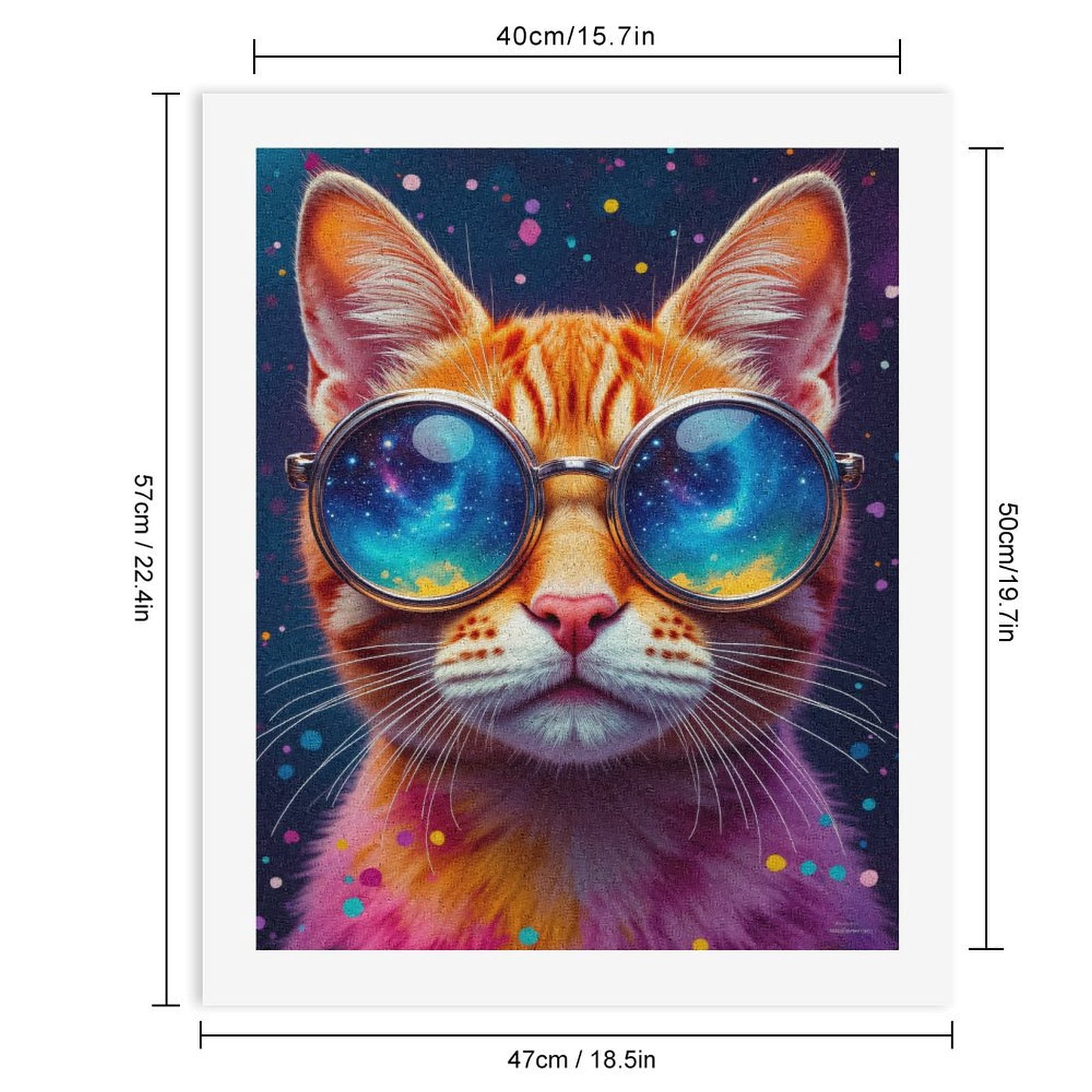 Paint By Numbers Kit for Adults Beginner - DIY Cat Galactic Glasses Art Canvas Painting Kits for Adults, Frameless Paint By Number for Adults for Home Wall Decor 16x20 Inch