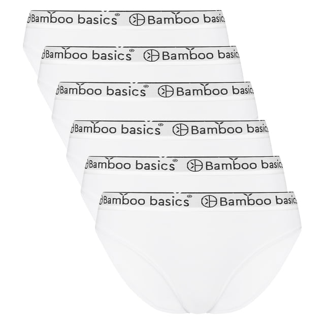 Bamboo basics Calzoncillos para mujeres YARA, 6-pack - Cintura con logo, transpirable, camiseta simple Blanco M (Medium)