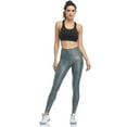 thumbnail image 6 of Women Faux Leather Leggings Leopard Print Liquid Shine Tummy Control Athletic Yoga Pants, 6 of 7