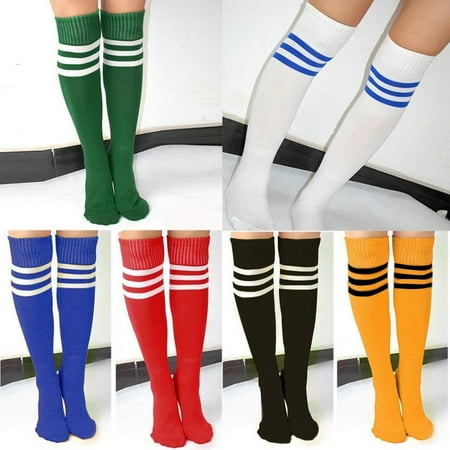 Fashion Socks Women Men Unisex Athletic Stripe Sports Football Running Knee High Tube Socks