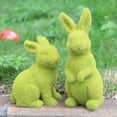 thumbnail image 2 of Douhoow Artificial Moss Rabbit Resin Flocked Sculpture Easter Animal Statue Garden Ornament, 2 of 5