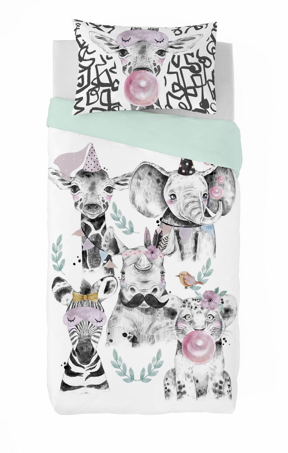 Ensemble de housse de couette 2 pièces Lika de Gouchee Home – Literie réversible en coton à imprimé animalier