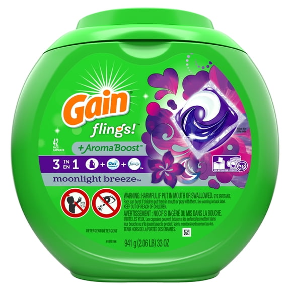 Gain flings! Laundry Detergent Pacs, Moonlight Breeze, 42 Count
