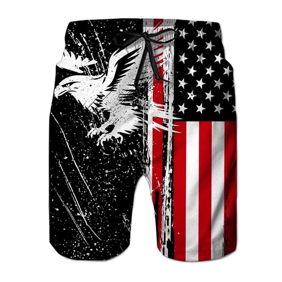 Vicojack Mens Patriotic Swim Trunks 4th of July American Flag Quick Dry Board Shorts with Pockets Mesh Lining Beach Swimwear