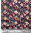 thumbnail image 1 of Soimoi Poly Georgette Fabric Monstera Leaf & Floral Fabric Prints by Yard 42 Inch Wide, 1 of 5