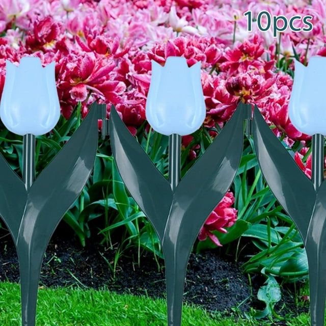 10 piezas de borde de jardín de tulipán, borde de césped, cerca decorativa realista, cerca de jardín para