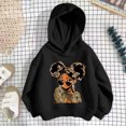 thumbnail image 3 of Kids Girls Hooded Sweatshirt, Loose Korean Style Hoodie, Lightweight Long Sleeve Pullover Outerwear, Casual Back to School Top for Autumn Winter Daily Outdoor Wear(Black4,3-4 Years), 3 of 3