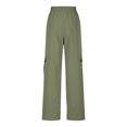thumbnail image 6 of Htigea Womens Pants with Pockets Loose Fit Casual Pants Dressy Lightweight Ladies Baggy Cargo Pants for Hiking Army Green,2XL, 6 of 8
