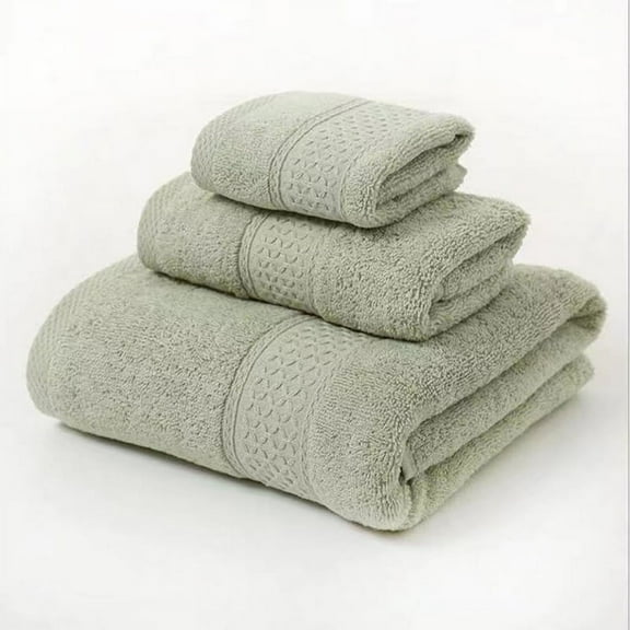 Namzi Towel 100% Cotton 3 Pack Towel Set, Quick Dry, Super Absorbent, Light Weight, Soft, Multi Colors, Grayish Green