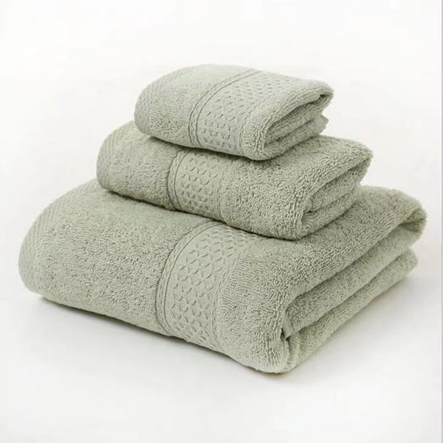 Xiao Hua Toalla 100 % algodón, paquete de 3, secado rápido, súper absorbente, ligera, suave, multicolor, verde grisáceo.
