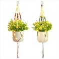thumbnail image 2 of Colgador de Plantas con LED, Cesta para Macetas Colgante de Interior con Cuentas de Madera, Soporte para Macetas Hecho A Mano de 37 Pulgadas, 2 Piezas, 2 of 5