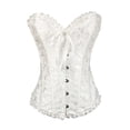thumbnail image 1 of Camisola con corsé floral de jacquard y cordones para mujer, ropa de club con varillas de acero en espiral blanco, 1 of 9