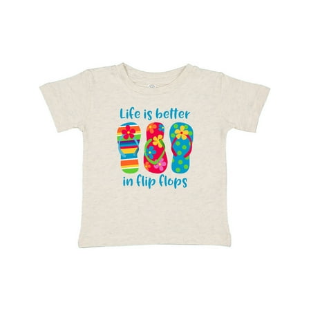 

Inktastic Life Is Better Flip Flops Gift Baby Girl T-Shirt