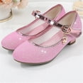 thumbnail image 5 of Viluyesy Girls High Heel Dress Shoes - Pearl Bow Crystal Princess Flats - Kids Soft Sole Wedding Party Performance School Uniform Shoes Pink Size 4.5 M, 5 of 8