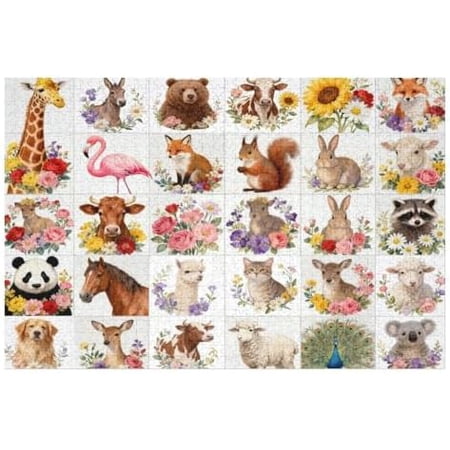 1000 Pieces Puzzles for Adults Fun Embroidery Animals Puzzles for Adults Colorful Flower Jigsaw Puzzle for Women 1000 Pieces Puzzles for Seniors Challenging Family Game 30 x 20 in