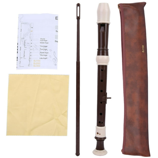 XYCCA 8 Holes Baroque Recorder Clarinet Flute Woodwind Instrument with PU Bag Cleaning Tool(Coffee)-082302