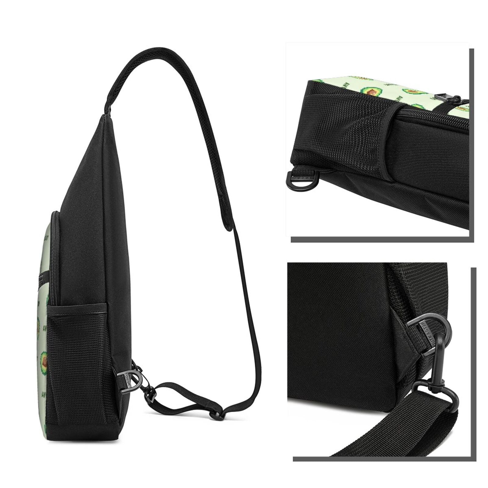 Xecao's Green Avocado Print Sling Bag: A Versatile Chest, Shoulder, and Crossbody Backpack for Casual Days Out, Perfect for Both Men and Women