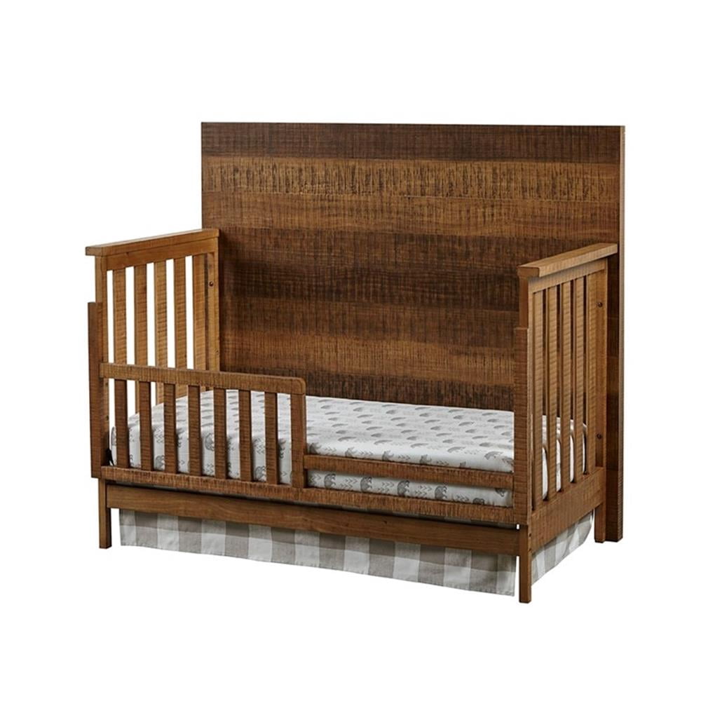 Pemberly Row Urban Rustic Wood Convertible Toddler Rail - Brushed Wheat Brown