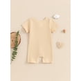 thumbnail image 3 of FEORJGP Infant Baby Boys Girls One-piece Jumpsuits 0 3M 6M 12M Toddler Short Sleeve Rompers Round Neck Bodysuits Full Zip Ribbed Playsuits Kids Newborn Casual Simply Comfy Summer Clothes for Daily, 3 of 6