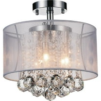 CWI Lighting Radiant 3 Light Drum Shade Metal Flush Mount in Chrome