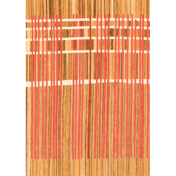 Ahgly Company Indoor Rectangle Abstract Orange Modern Area Rugs, 2' x 5'