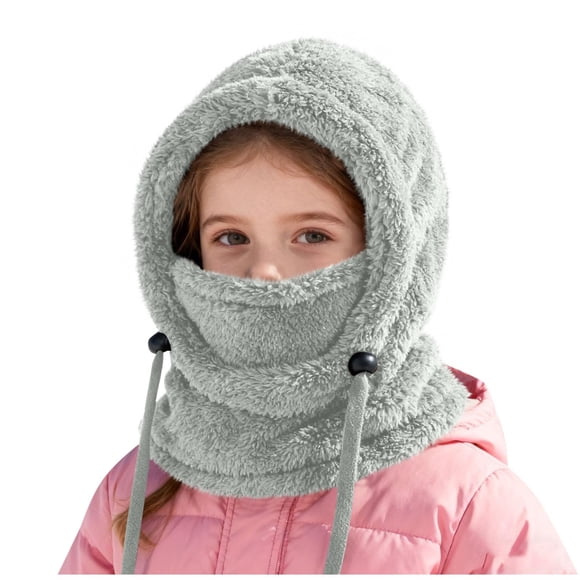 Chapeau d'Hiver pour Enfants avec Cache-Cou, Cagoule Doublée en Polaire 2-en-1 pour Enfants, Foulard Chaude pour Temps Froid, Chandail Coupe-Vent pour le Ski en Plein Air, les Jeux de Neige et les Trajets Scolaires