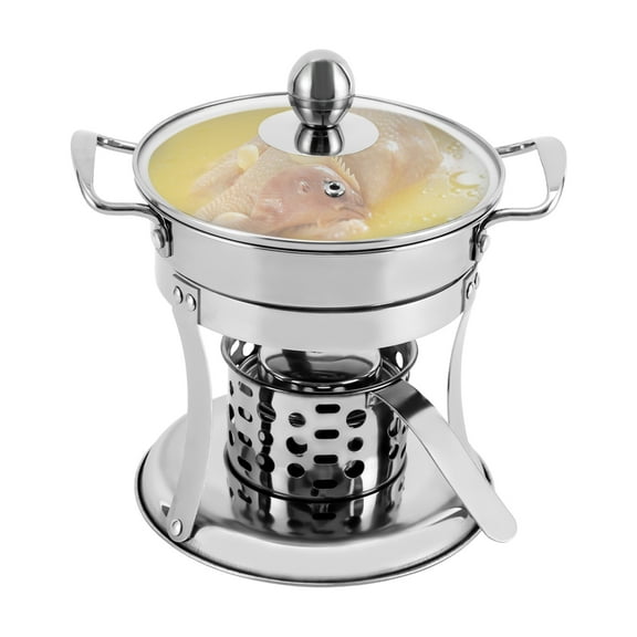 Vintoro Stainless Steel Hot Pot, Single Mini Cooking Pot, Chafing Dishes Hotpot Cookware, Detachable Design