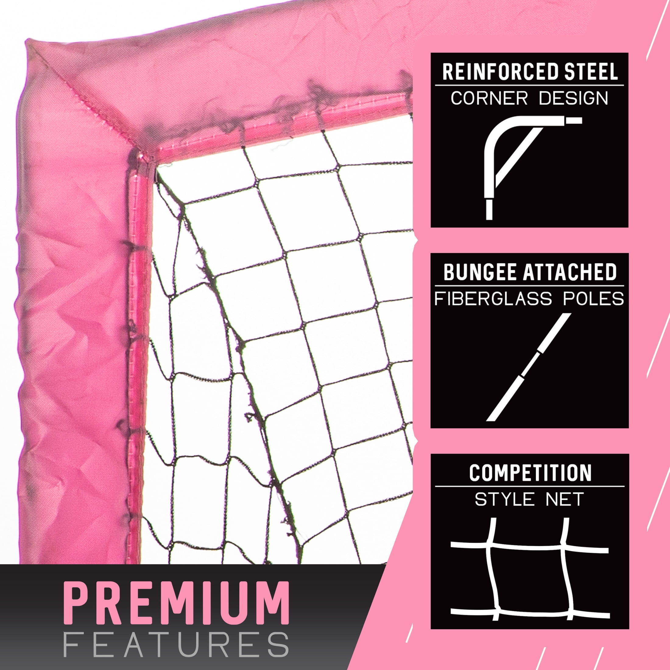 Franklin Sports Blackhawk Soccer Goal - Pop up - Mini Foldable Net - Adult + Kids - 4' x 3' - Pink